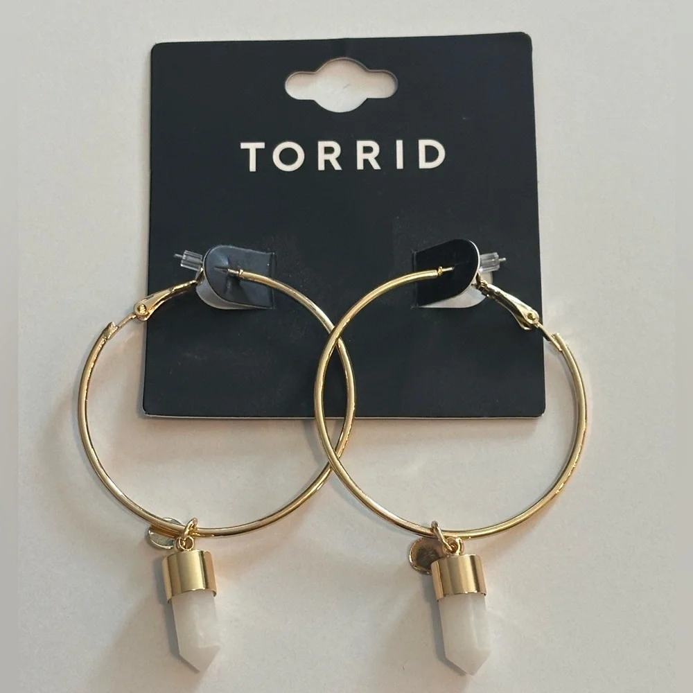Torrid Quartz Gold Hoop Earrings